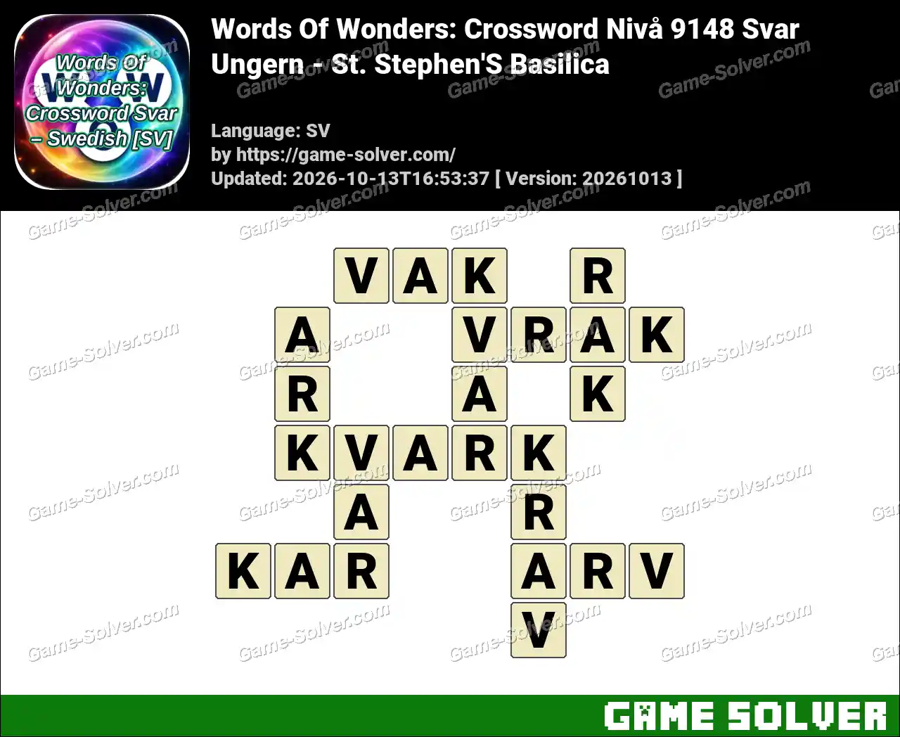 Words Of Wonders: Crossword Nivå 9148 Svar – Ungern – St. Stephen’S Basilica